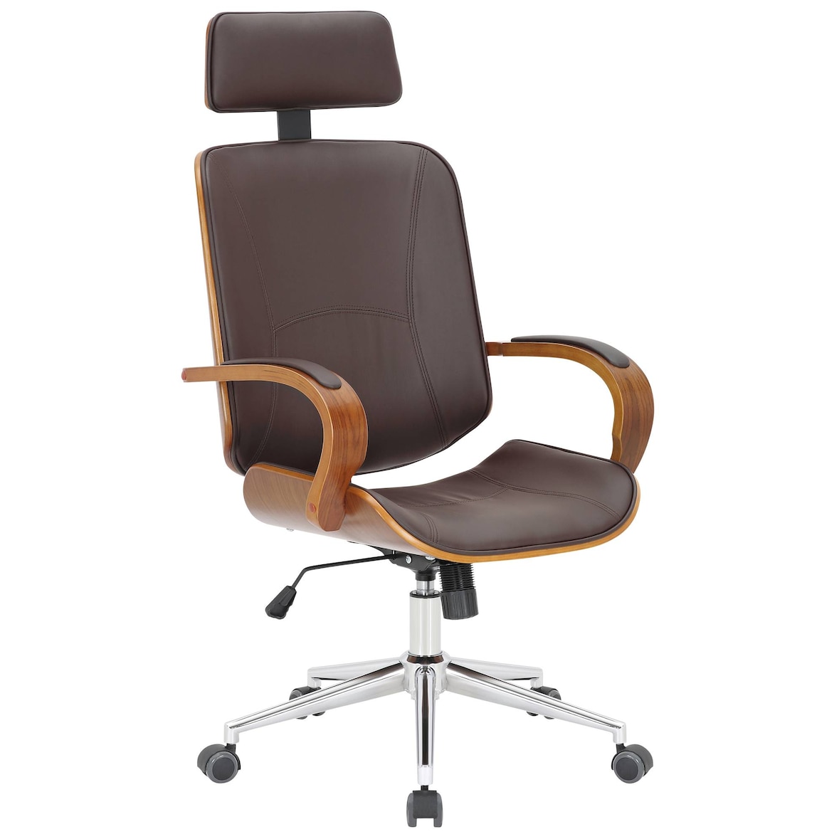 CLP Silla de oficina Dayton Simil cuero HBT: 118x70x70 cm Nogal marrón