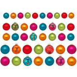 thumbnail of Weihnachtskugeln Glas 4-8cm mit Motiv 40er Set in Kartonbox - bunte Christbaumkugeln - einfarbige und gemusterte Weihnachtsbaumkugeln Mille Fiori Mix