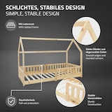 thumbnail of ML-Design Kinderbett 90x200 cm Natur mit Rausfallschutz, Dach & Lattenrost, Hausbett aus massivem Kiefernholz, Kinderhaus Bodenbett Spielbett