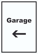 thumbnail of Garage Schild mit Text und Richtungspfeil links Auto Stellplatz hochkant A1 (594x841mm)