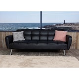 thumbnail of Sofa HWC-K19, Couch Schlafsofa Gästebett Bettsofa Klappsofa, Nosagfederung Schlaffunktion 203cm ~ Kunstleder schwarz