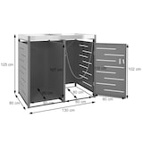 thumbnail of 1er-Mülltonnenverkleidung mit Brennholzlager HWC-H40, Mülltonnenbox, 125x130x80cm erweiterbar Metall 45kg ~ anthrazit