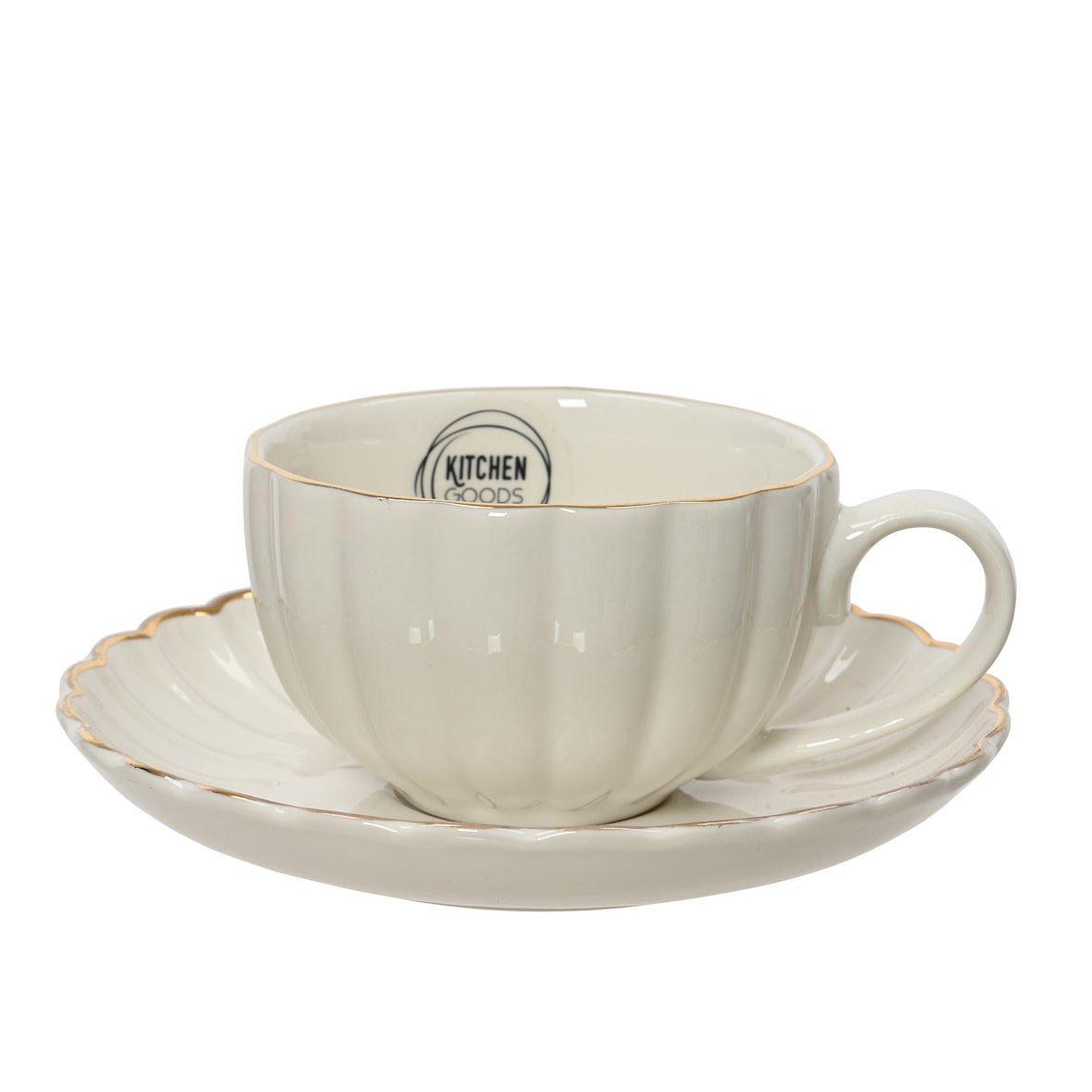 Tasse mit Untertasse Porzellan 6cm Teetasse Set gerillt Henkel Porzellantasse Keramiktasse Teebecher Kaffeetasse Kaffeebecher Keramik Tassen Geschirr