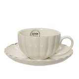 thumbnail of Tasse mit Untertasse Porzellan 6cm Teetasse Set gerillt Henkel Porzellantasse Keramiktasse Teebecher Kaffeetasse Kaffeebecher Keramik Tassen Geschirr