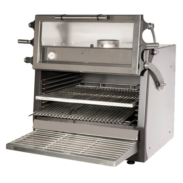 EURAST - Horno de brasa con puerta cristal elevable con rejilla 780x625 - 1000x780x830 mm - 52401005