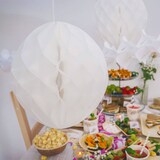 thumbnail of ECOFIESTA 5 Stück Papier-Pompons 25 cm - Umweltfreundliche, wiederverwendbare Deko in weiß für Hochzeiten, Geburtstage und Partys