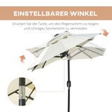 thumbnail of Doppelsonnenschirm Polyester Beige 292x150x218 cm, neigbar, mit LED-Solarleuchten und Handkurbel