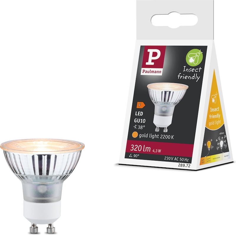 Eine LED-Lampe mit GU10-Sockel.