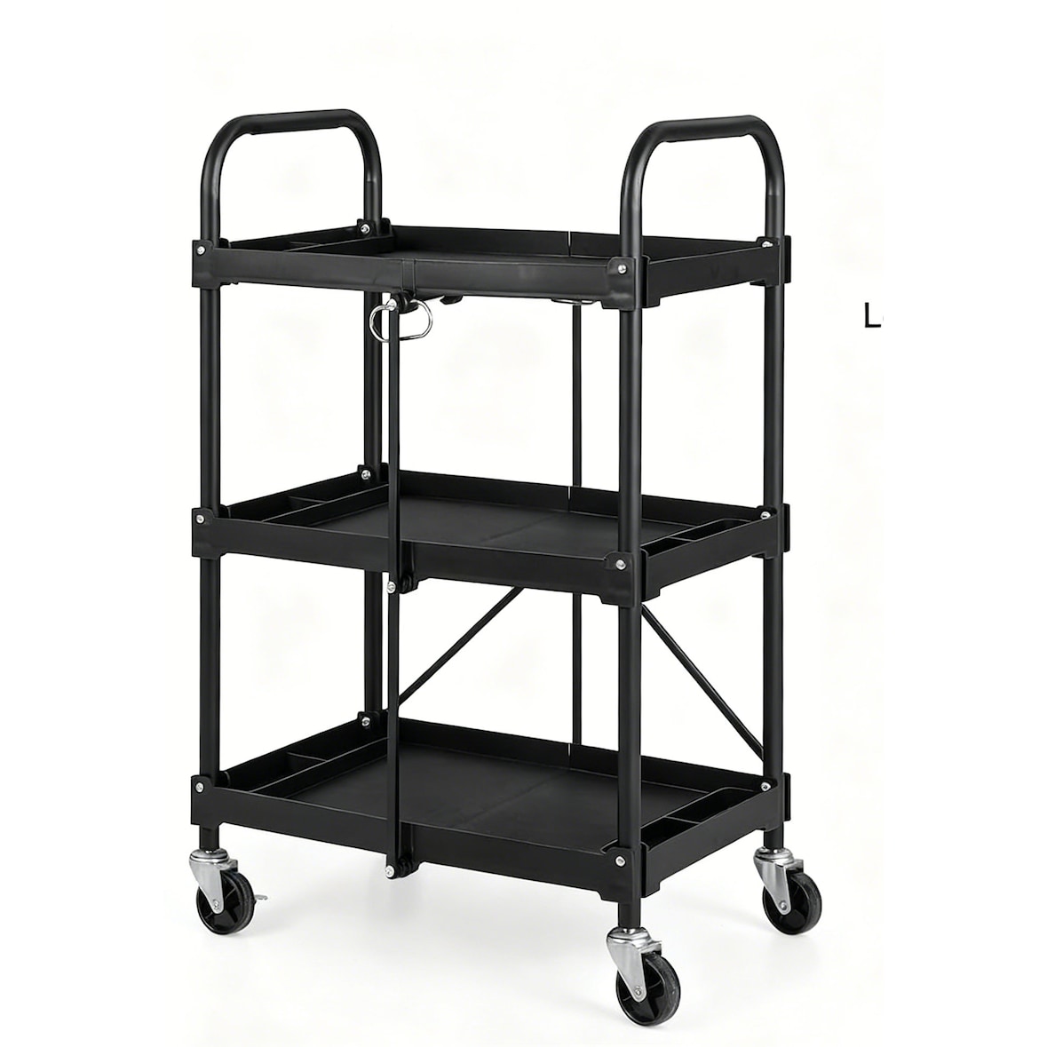 COSTWAY Werkzeugwagen, 3 Ebenen, Klappwagen auf Rädern, Multifunktionswagen mit Handläufen, Werkstattwagen, Servierwagen