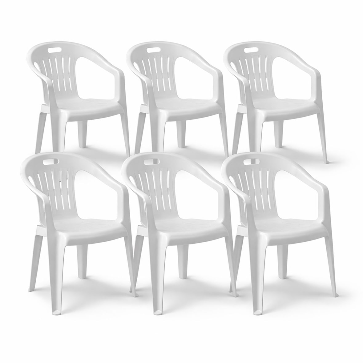 6er Stapelstuhl Gartenstuhl stapelbar wetterfest Weiß Kunststoff