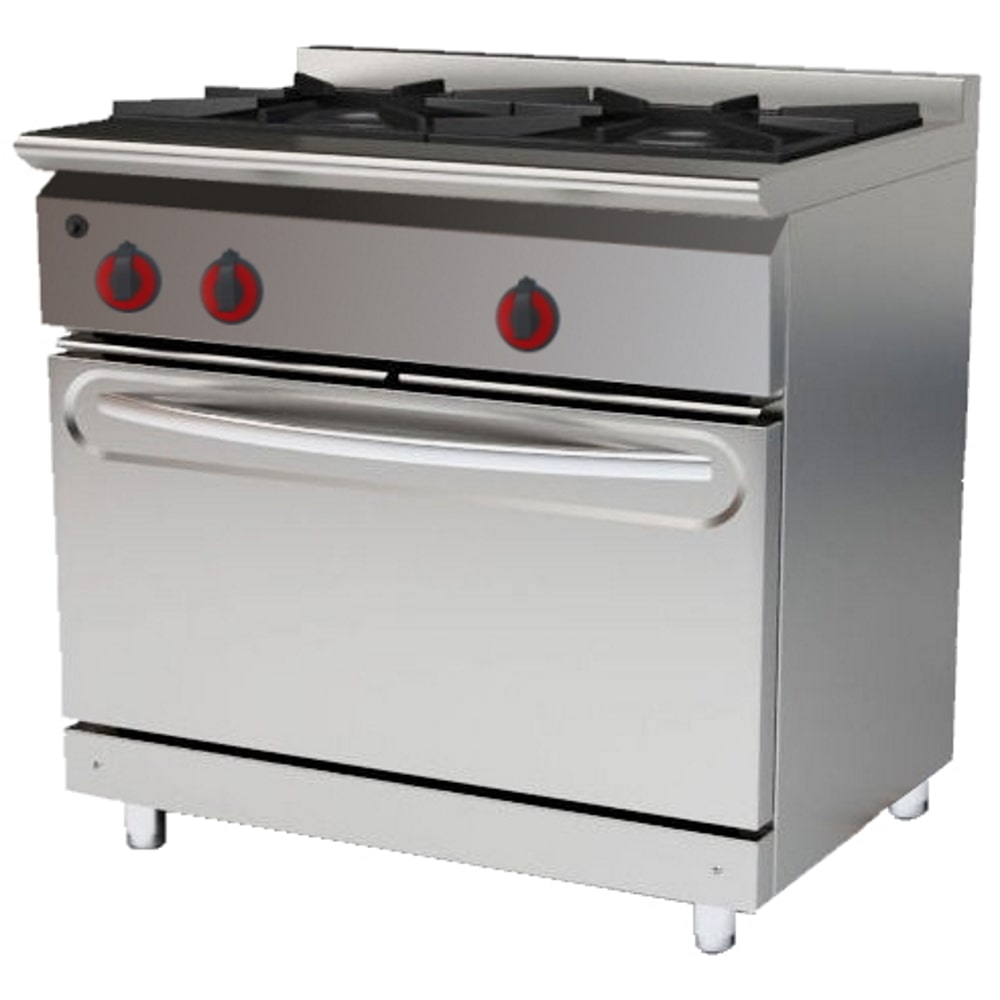 EURAST - Fourneau à gaz 2 brûleurs 1 four statique 660 x 400 - 800x550x850 mm - 17,5 Kw - 33038055