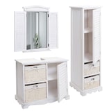 thumbnail of Décoshop26 - Badezimmermöbel-Set bestehend aus Waschtisch Wandspiegel und Aufbewahrungsschrank aus weiß gealtertem Holz 04_0006703