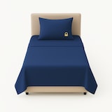 thumbnail of Benetton - Conjunto de cama de solteiro de 3 peças: lençol plano (160x280cm), lençol justo (90x200cm), 1 fronha (50x85cm) 100% algodão azul