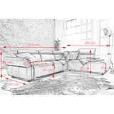 thumbnail of Sofá KAWOLA Sofá de esquina RISO con ajuste motorizado de profundidad de asiento chaise longue marrón de cuero a la derecha