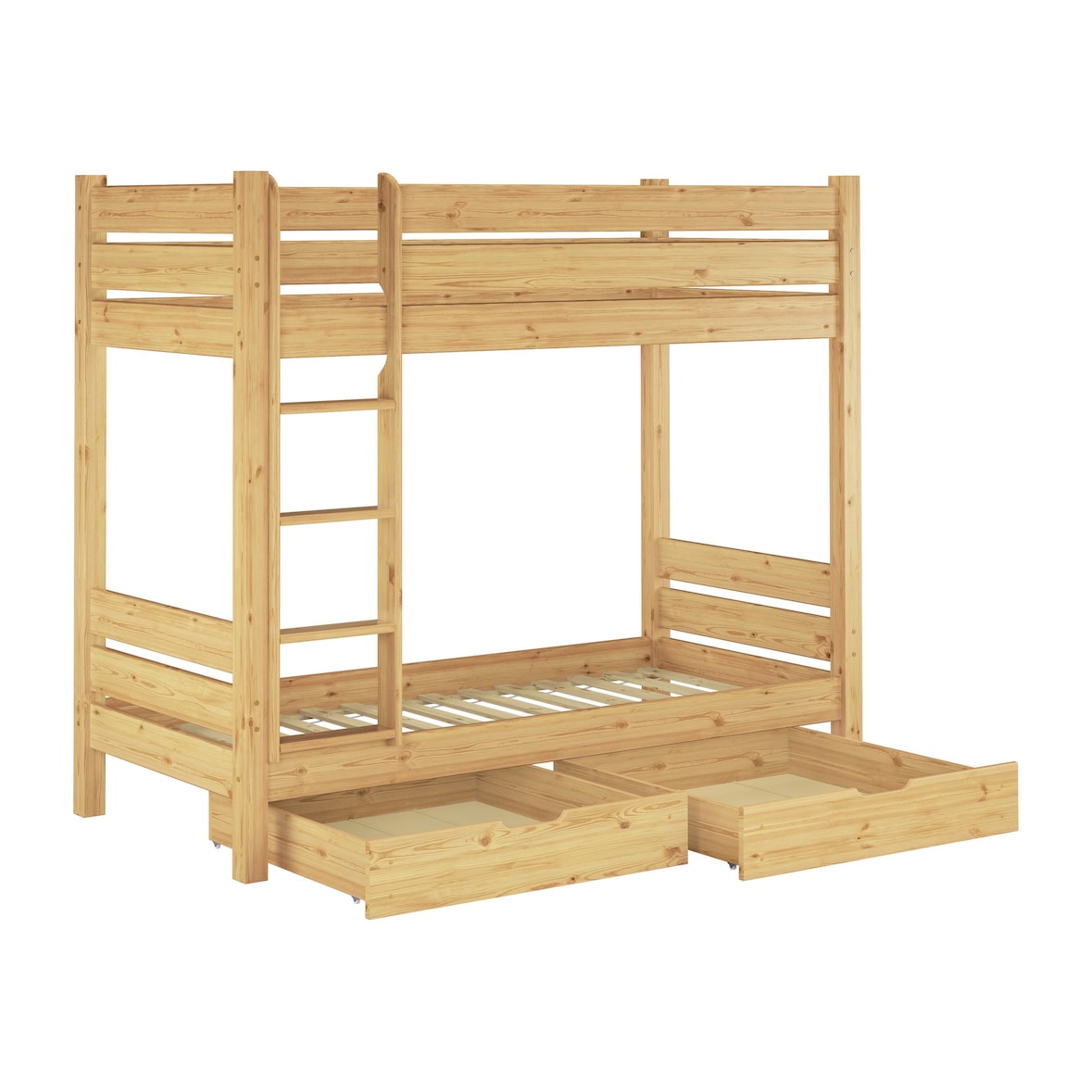Etagenbett extra stabil Kiefer 100x200 Stockbett Nische 100 Rollroste Bettkästen 60.16-10S2