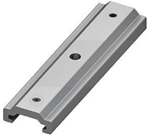 Ein graues Metallprofil mit zwei Löchern.