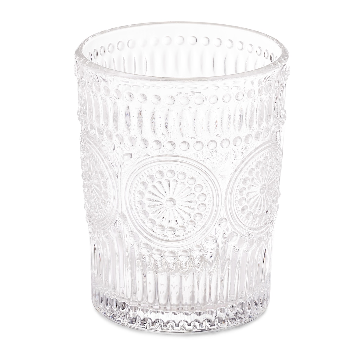 Relaxdays Trinkgläser, 4er Set, 300 ml, Vintage Gläser Wasser, Saft, Limo, spülmaschinenfest, Wassergläser, transparent