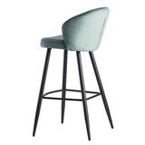 thumbnail of Barhocker `Adige`: Skandinavisches Design, Samtbezug, Metallbeine, 110 kg Belastung, Beige Farbe. Grün, 56x53x103 cm | Kadima Design