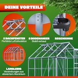 thumbnail of GARDEBRUK® Gewächshaus Aluminium 4,8m² mit Fundament 250x190cm inkl. 2 Dachfenster