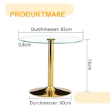 thumbnail of Esstisch Glas/Metall Gold Transparent rund 85x85x76 cm