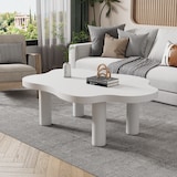 thumbnail of Wolkenförmiger Couchtisch 100x70x40 cm MDF PVC Vierbein Design abgerundete Kanten platzsparend kompakt Wohnzimmer Beistelltisch weiß