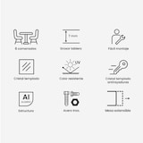 thumbnail of Mesa de exterior, extensível, alumínio e vidro, branco envelhecido, 135x90x76