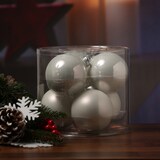 thumbnail of Christbaumkugeln Weihnachtskugeln Glas 8cm glänzend matt weiß 6 Stück