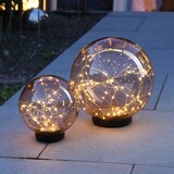 thumbnail of LED Solar Kugel Tisch Gartenleuchte mit Drahtlichterkette bernstein amber 20cm