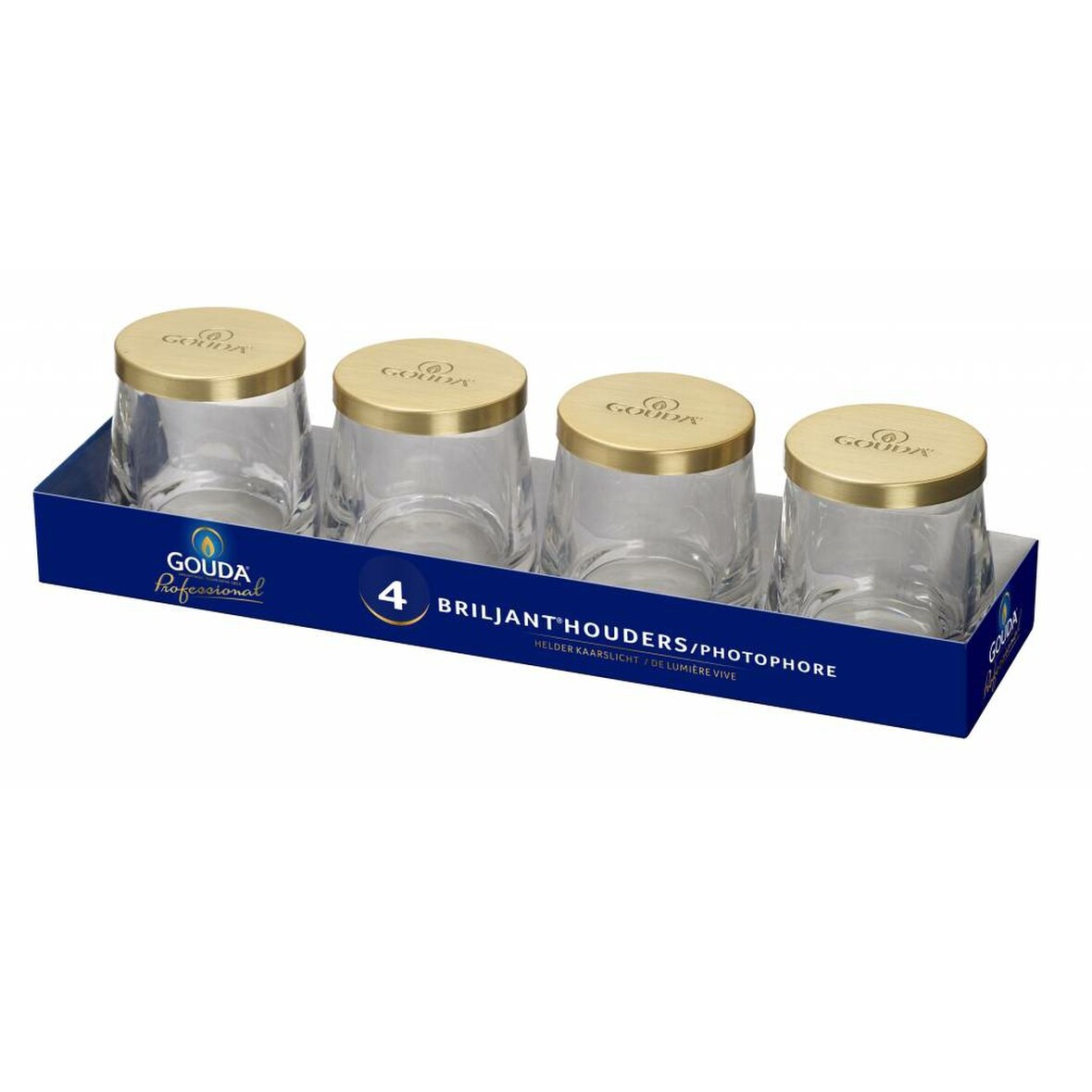 Gouda refill / theelichthouder transparant 9 cm set van 4