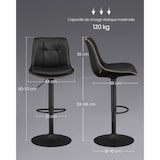 thumbnail of Helloshop26 - Tabourets de bar lot de 2 chaise de cuisine siège pivotant à hauteur réglable matelassé en pu avec dossier et 12_0007737