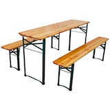 thumbnail of CHEFGASTRO Bierzeltgarnitur 3-teilig klappbar | 1x Tisch mit Schirmhalterung, 2x Bierbank, HxBxT 76x170x46 cm, lackiertes Holz, inkl. 12x Bodenschoner