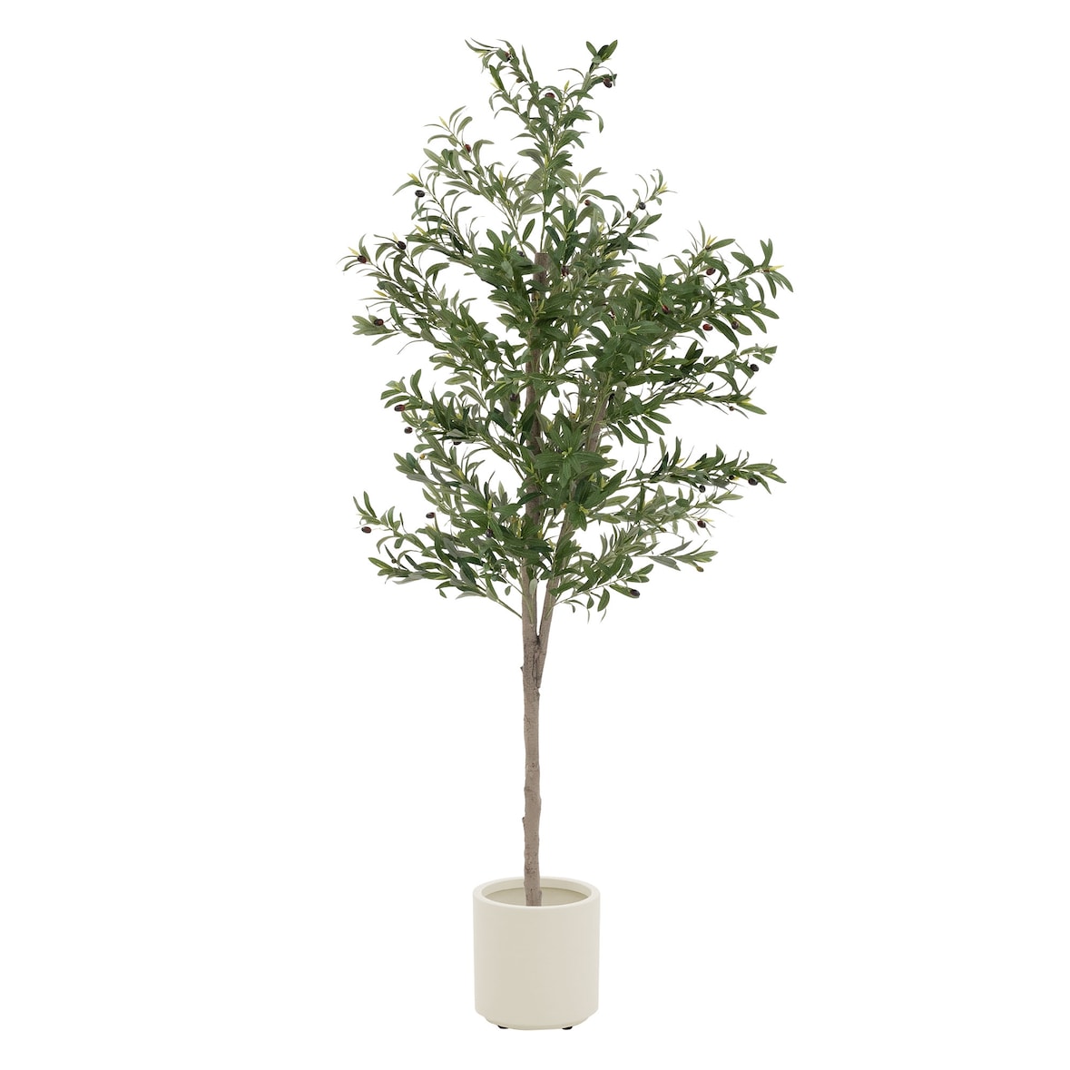 ML-Design – Künstlicher Olivenbaum – 210 cm | mit Früchten, Naturholzstamm, im Topf, Kunstpflanze Indoor & Outdoor