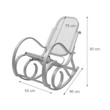 thumbnail of Schaukelstuhl M41, Schwingsessel Fernsehsessel, Massiv-Holz ~ Walnuss-Optik, Patchworkleder braun