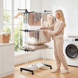 thumbnail of HOMCOM tendedero plegable para ropa con ruedas tendedero vertical de acero de 3 niveles con alas plegables y colgadores giratorios 73x64x172 cm