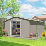 thumbnail of Outsunny Capanno Attrezzi in Acciaio Porte Scorrevoli 340x386x200cm