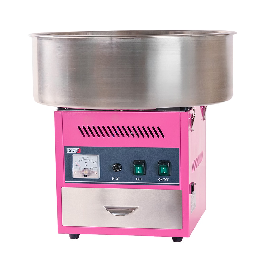 Romux® Machine à Barbe à Papa Rose avec Cuve de 52 cm | Machine Professionnelle en Acier Inoxydable pour événements et les fêtes - 1200 W et 220 V