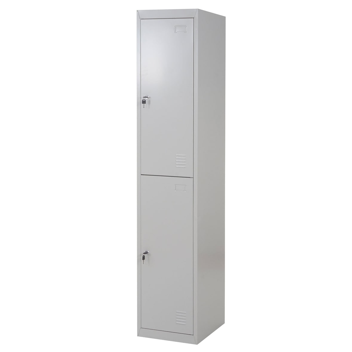 Décoshop26 - Spind/Schrank mit 2 abschließbaren Fächern graues Metall 185 x 38 x 45 cm 04_0001661