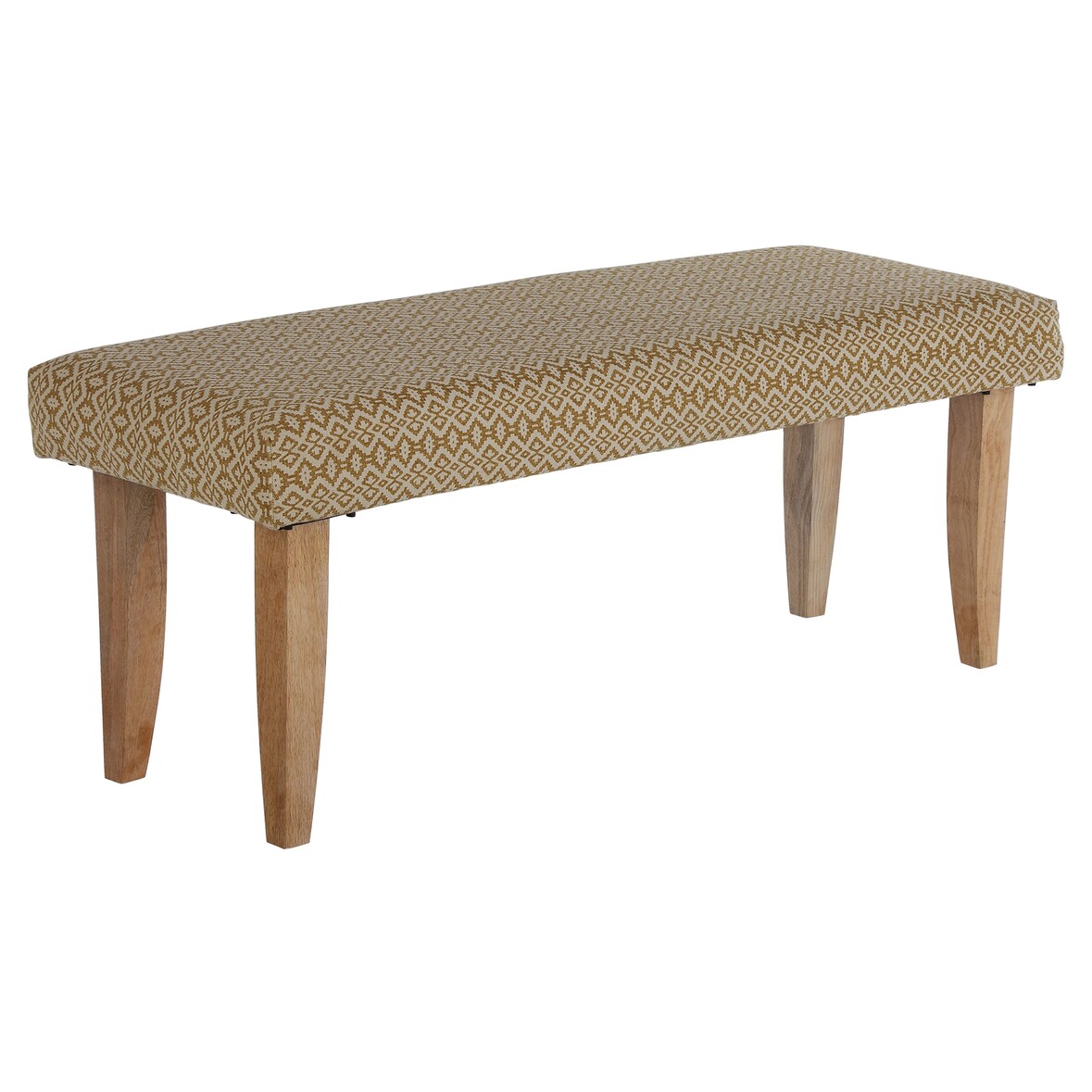 WOMO-DESIGN Sitzbank Palma gepolstert 120x48x40 cm, Weiß-Gold mit Holzoptik, Retro Landhaus-Stil, Polsterbank Flurbank Truhenbank Bank Sitzpolster