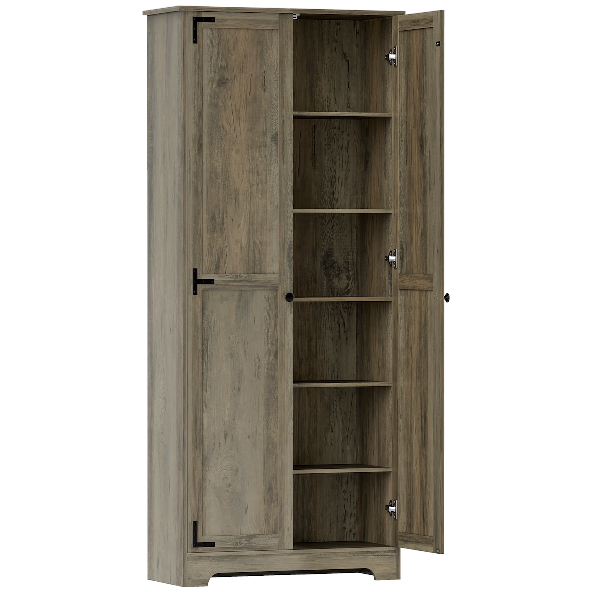 HOMCOM alacena de cocina armario de cocina mueble auxiliar de cocina con 2 puertas y estantes ajustables para comedor 78x31,5x182 cm marrón grisáceo