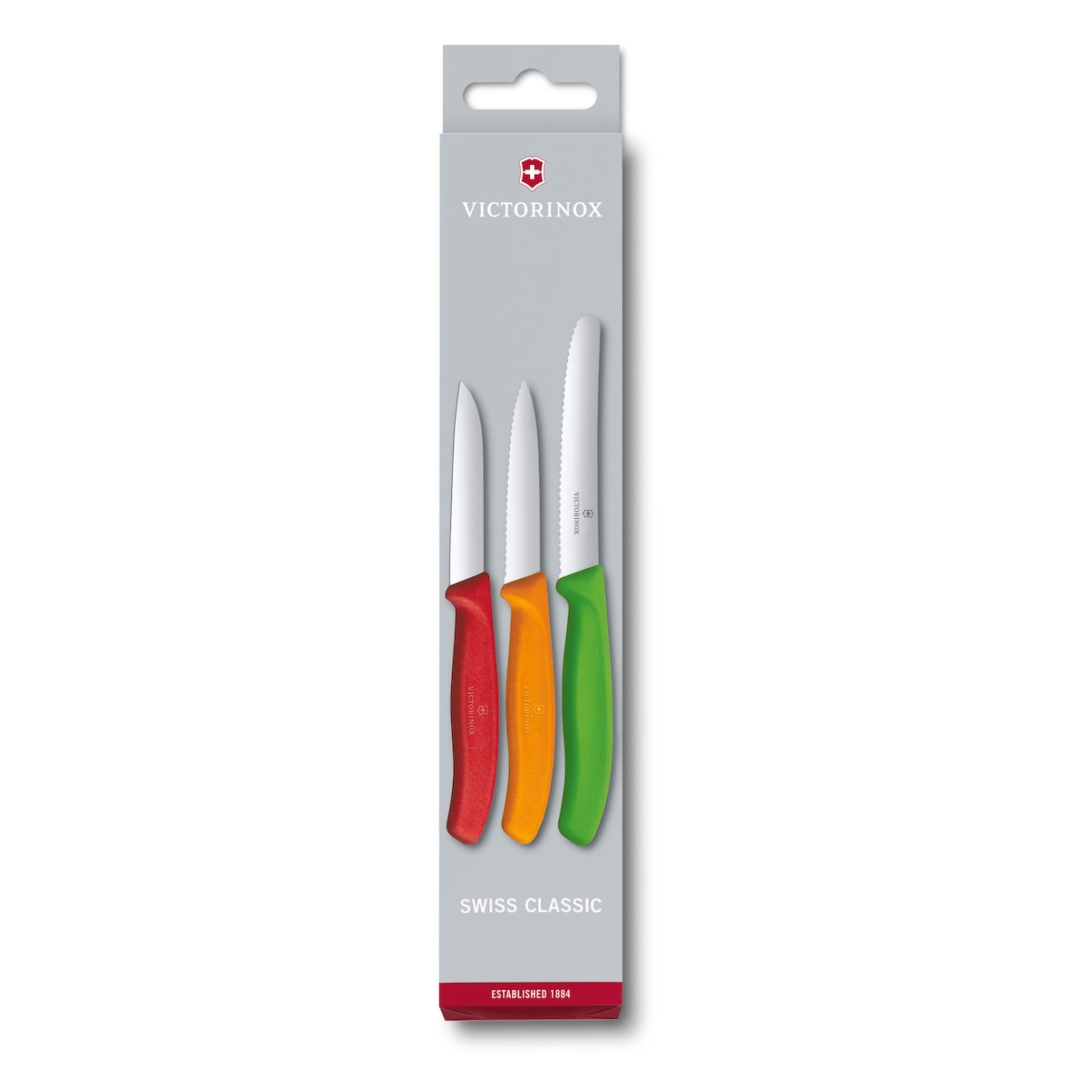 Victorinox Gemüsemesser-Set Swiss Classic, 3-teilig, rot, orange, grün
