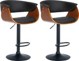 thumbnail of CHEFGASTRO 2er Set Barhocker JASPER Kunstleder HxBxT 90x60x51cm Stoff Walnuss/Schwarz Barstuhl Drehstuhl