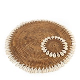 thumbnail of Bazar Bizar Placemat van raffia en schelpen 40x40 cm naturel bruin
