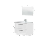 thumbnail of Dmora Mobile sottolavabo Inglewood, Mobiletto per bagno sospeso, Armadio a 2 cassetti e specchio, 80x45h57 cm, Bianco lucido