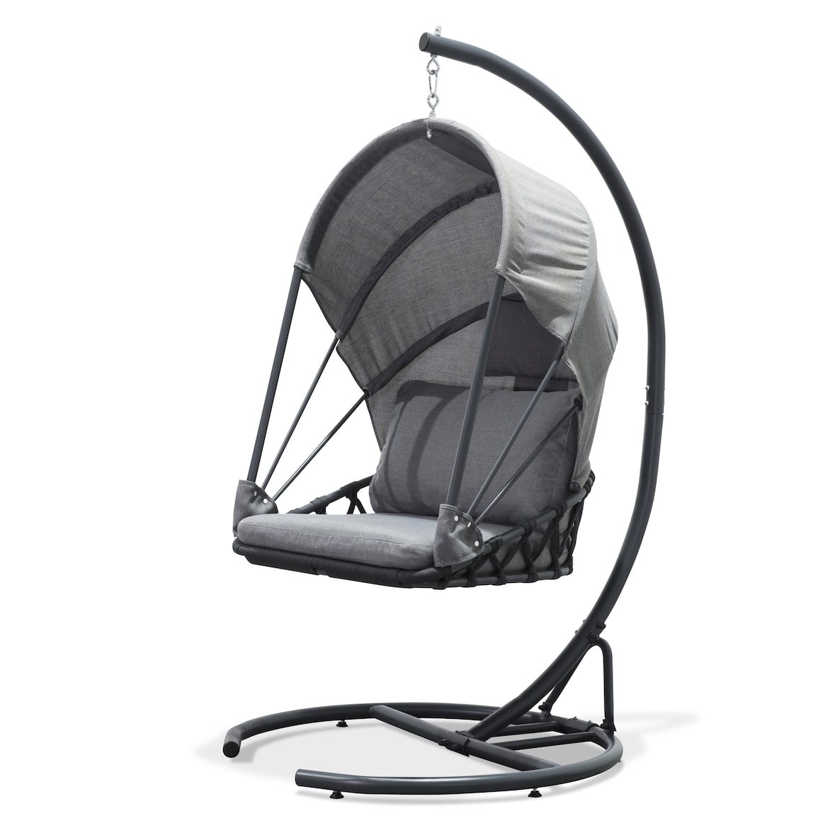 Balancelle de jardin en acier avec coussins gris - LACANAU