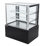 thumbnail of Romux® Vitrina Pastelera Expositora Refrigerada Cuadrada de Suelo 2 Estantes Negra 300 Litros Ventilada | Vitrina de Suelo Cristal Recto