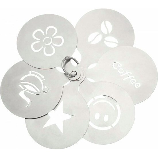 cappuccino Sjablonen Coffee Stencils - RVS - Set van 6