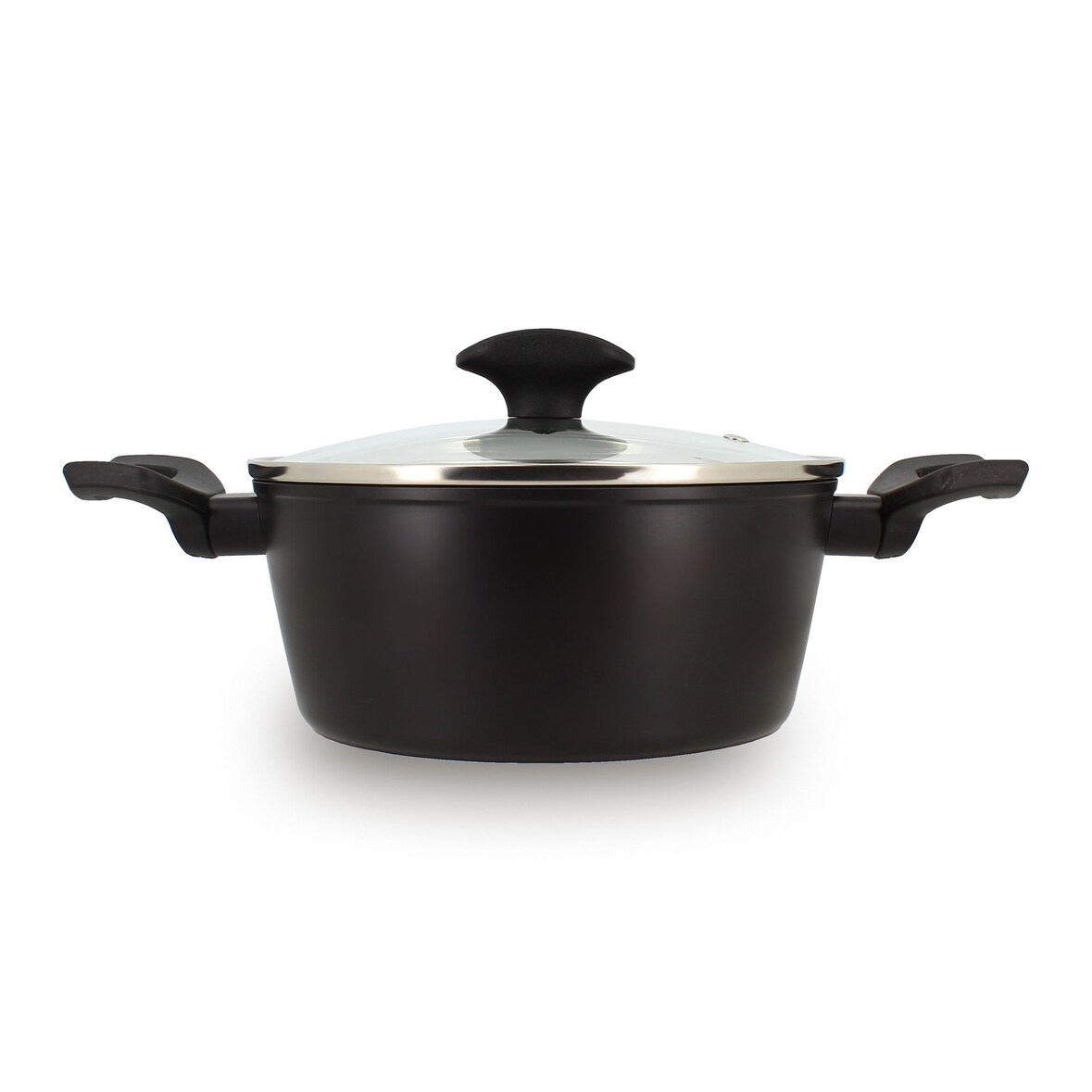 Menastyl - Faitout first 20cm en aluminium noir induction avec couvercle
