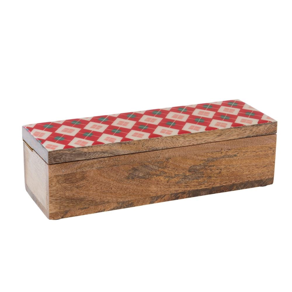 Boite à thé Santa 30x10 cm -  Marron Rectangulaire Bois Amadeus 30.00x10.00 cm