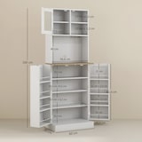 thumbnail of HOMCOM Alacena de Cocina Armario de Cocina Mueble Auxiliar de Cocina con 3 Puertas Estantes Ajustables y Estantes en la Puerta 60x35x169 cm Blanco