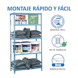thumbnail of SimonRack Metallregal, 2000x1100x400 mm, 5 Ebenen, Metallboden, 200 kg Biegepunkt, Blau/Weiss - Simonclick